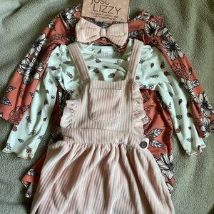 Salmon Pink l Floral Baby Outfit Set